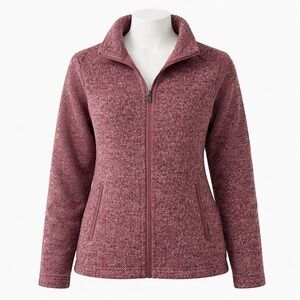 Size L MEC Women’s Fleece Zip Jacket Pink Marled Full Zip Outdoor Sweater Coat